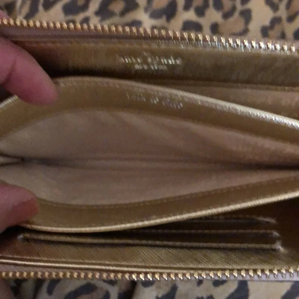 Kate Spade Gold metallic full size zip Wallet with Phone Storage & wrist strap